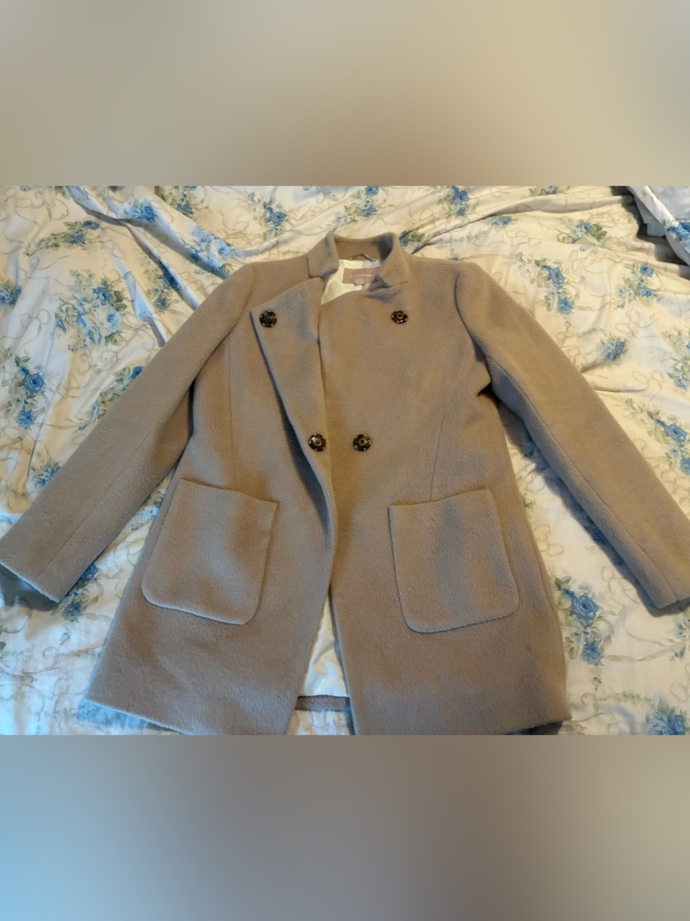 Wool-Blend Banana Republic Taupe Single-Breasted Pea Coat